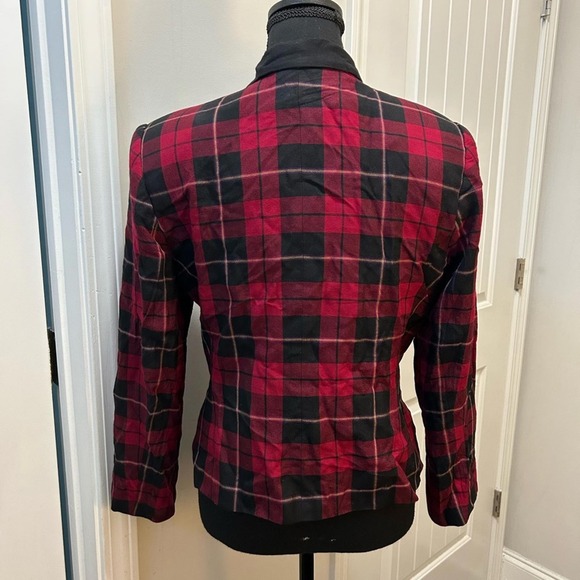 Vintage Red Plaid Double Breasted Blazer 12P 90s Old Money Clueless - Picture 3 of 5